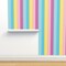 Stripes Multicolor Pastel Blue Aqua Yellow Pink Purple Graphic Lines Striped Pattern Custom Pre-pasted Wallpaper by Spoonflower Pre-Pasted Wallpaper 2FT Wide